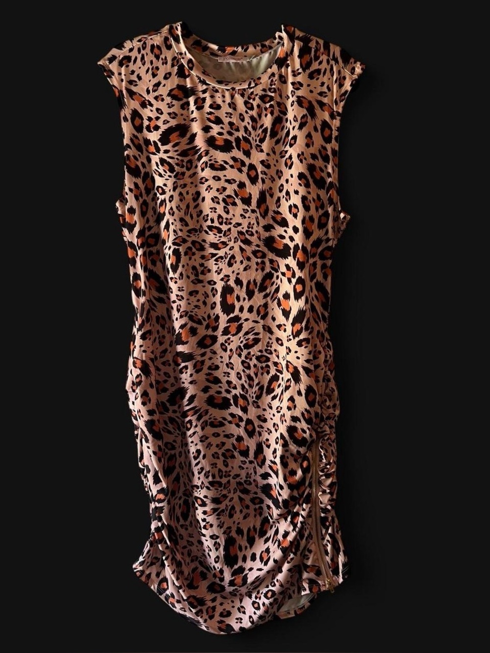 Leopard Print Ruched Dress With Side Zipper NWT XXL